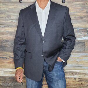 John W. Nordstrom Reda Italy Travel Wool Charcoal Gray Double Vented Blazer 44R